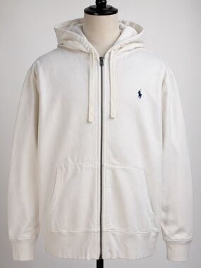 Polo Ralph Lauren Hoodie XXL White Full Zip Pony Logo Heavyweight Men’s Sweatshi
